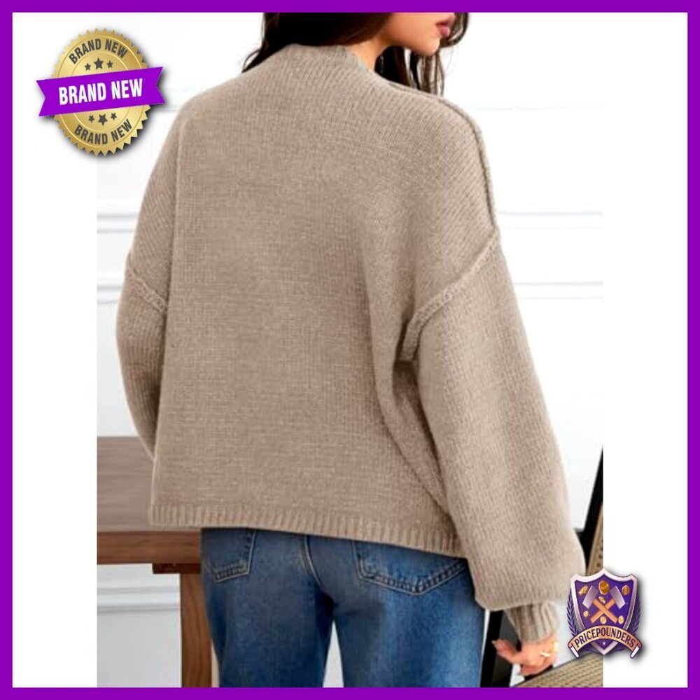 Oversized Chunky Knit Cardigan, Lantern Sleeves, Button Front, Fall Winter - Picture 5 of 7